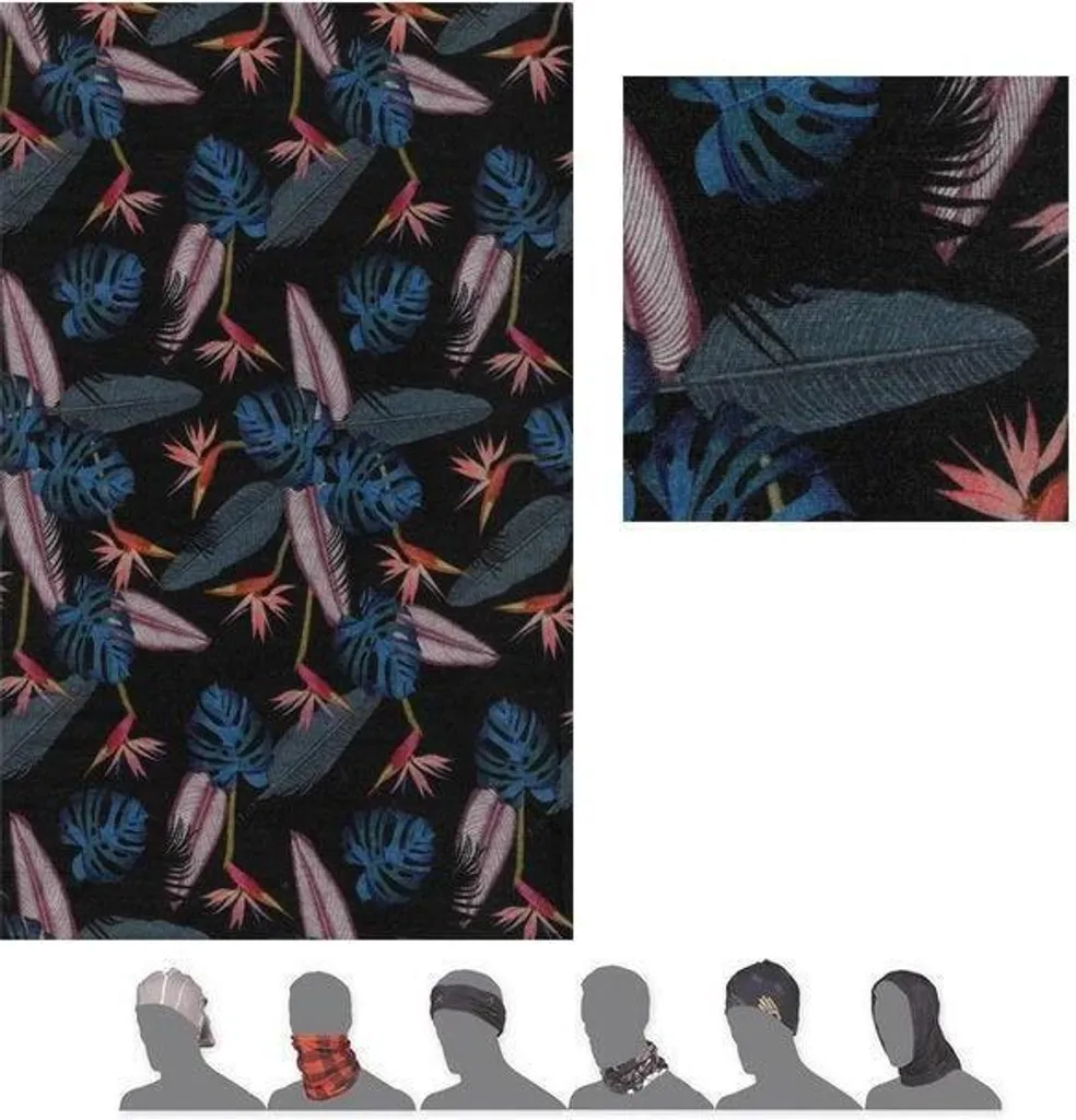Sensor Tube Merino Impress Scaldacollo Nero Fiori 21200072 - 100% Lana Merino