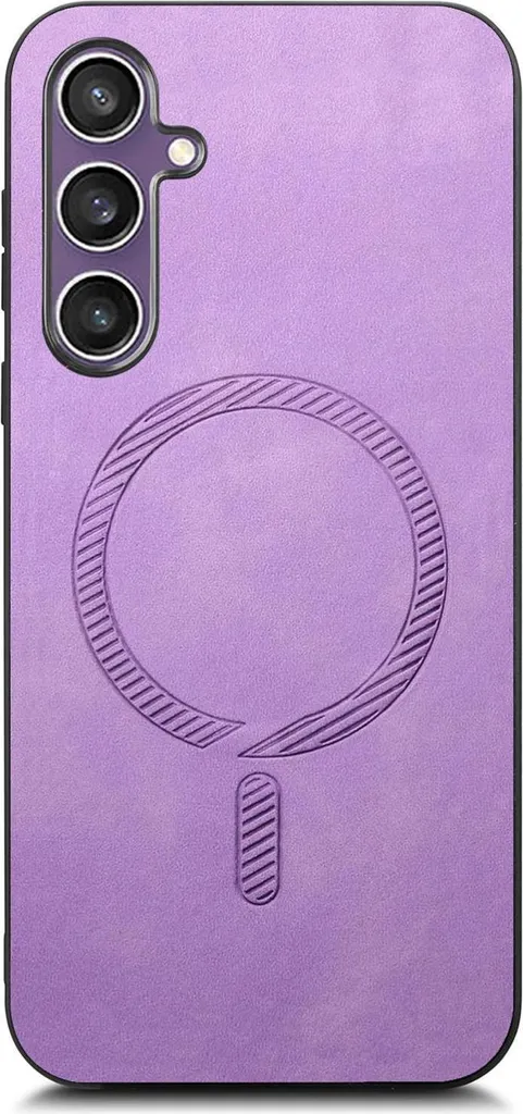 Custodia MagSafe per Samsung Galaxy S24 FE - Cover posteriore Phonesta Retro Vegan Leather - Viola - 2