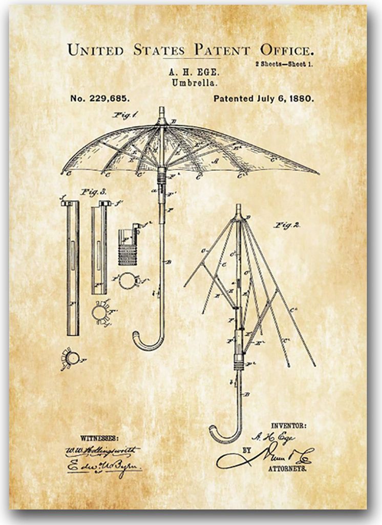 Poster - Canvas - Leinwand - 59,4 cm x 84,1 cm - Fotoposter - Leinwandkunst - Umbrella Ege United States Patent