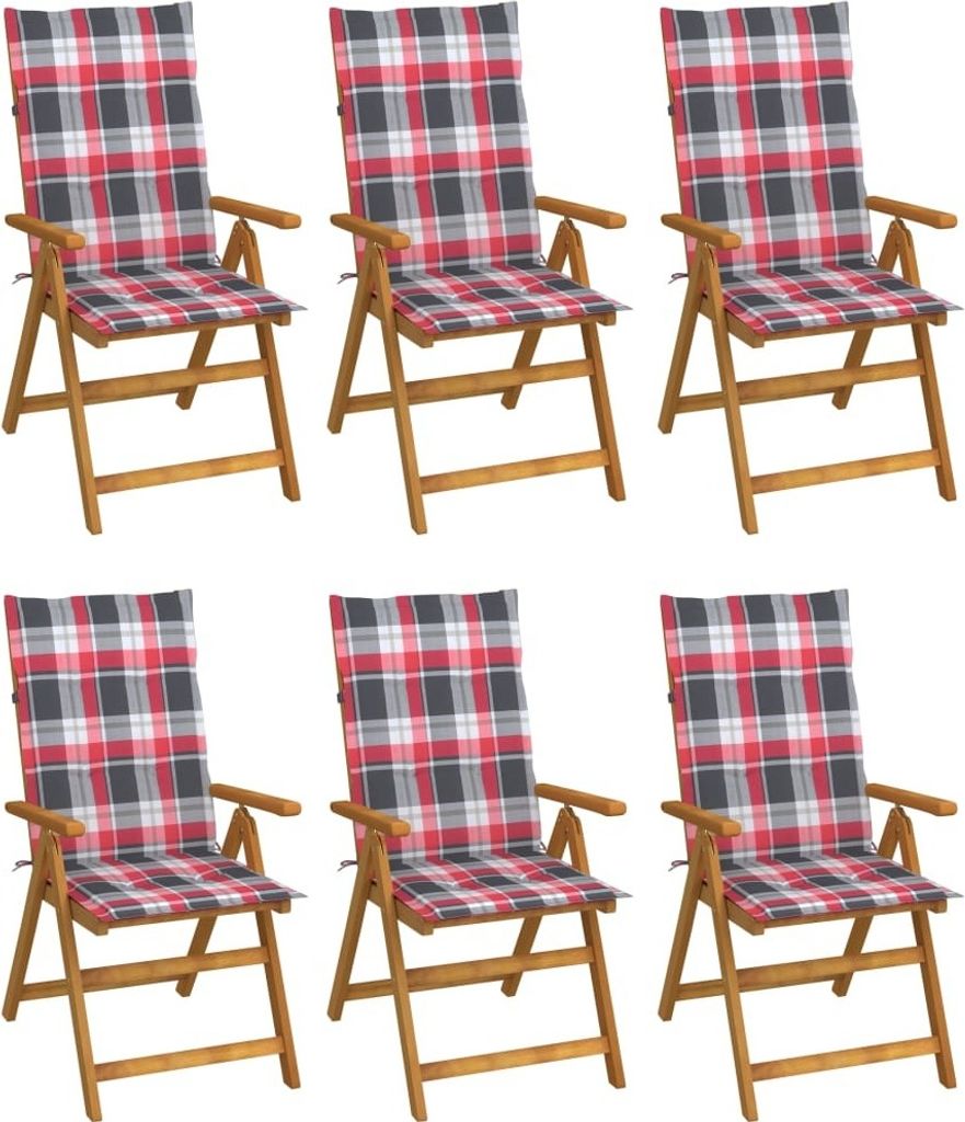 BESTE 2022 Outdoor-Stuhl Stilvollen mit robustem ,Klappbare 6er Set Gartenstühle mit Auflagen Massivholz Akazie Relaxsessel Armlehnstuhl mit Pre...