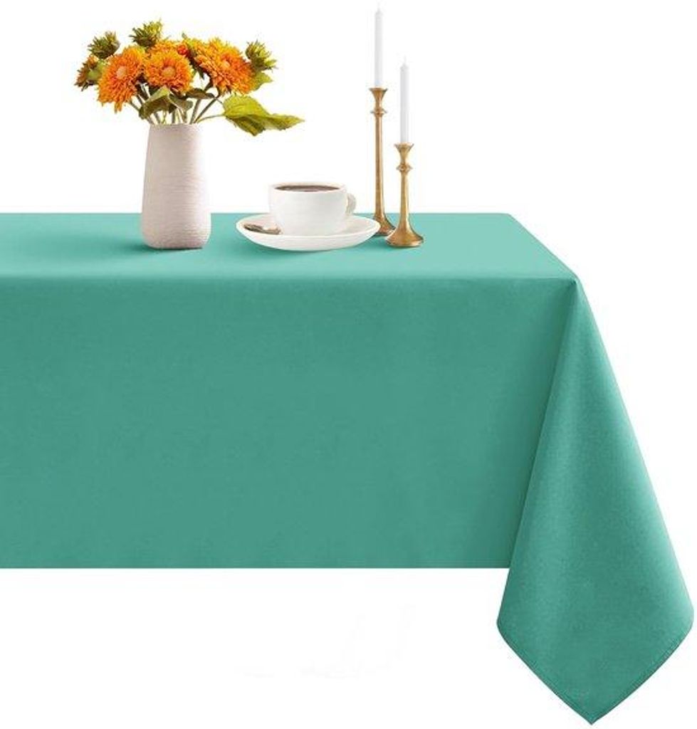 Turquoise Petrol rechthoekig tafelkleed 100x140 cm waterafstotend buiten wasbaar tafellinnen decoratie