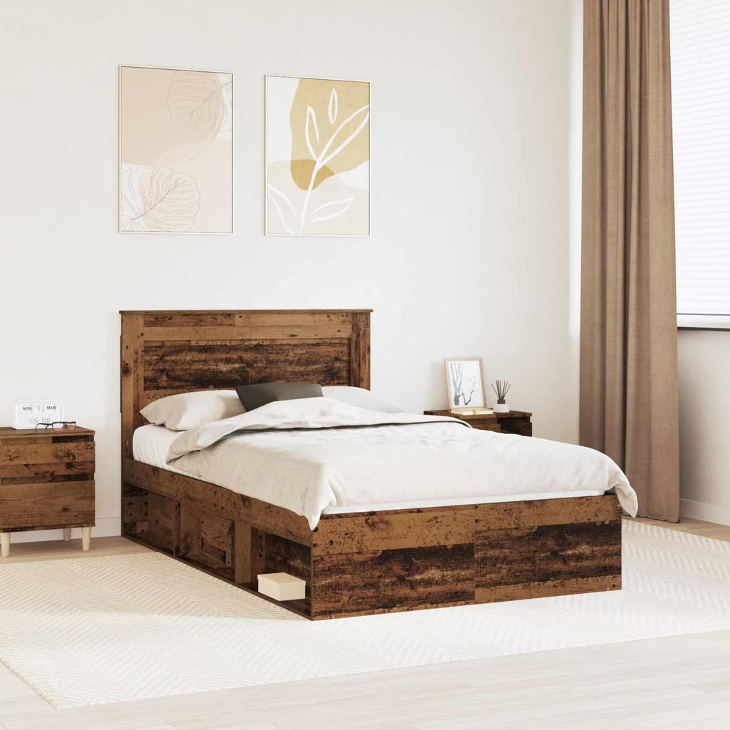 "Schlussverkauf" Einzelbett 1 PLACE - bettrahmen moderne - Altholz 120x190 cm Massives Kiefernholz C1784