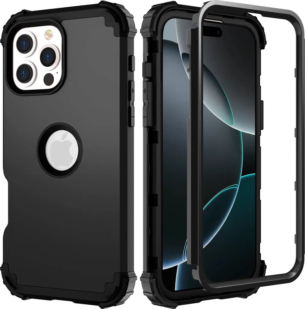 Cover iPhone 16 Pro Max Hybrid Rugged 3in1 PC TPU - Nero Shock