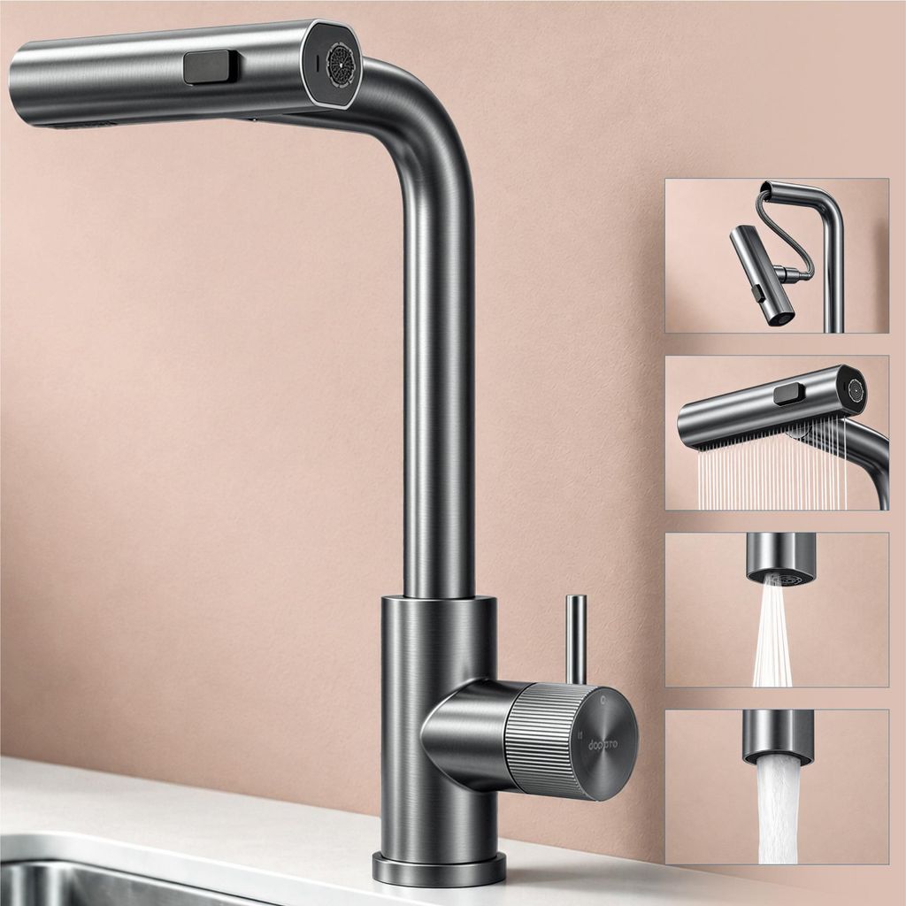 doporro Wasserfall Wasserhahn Küche Hochdruck mit 3 Produktbild 