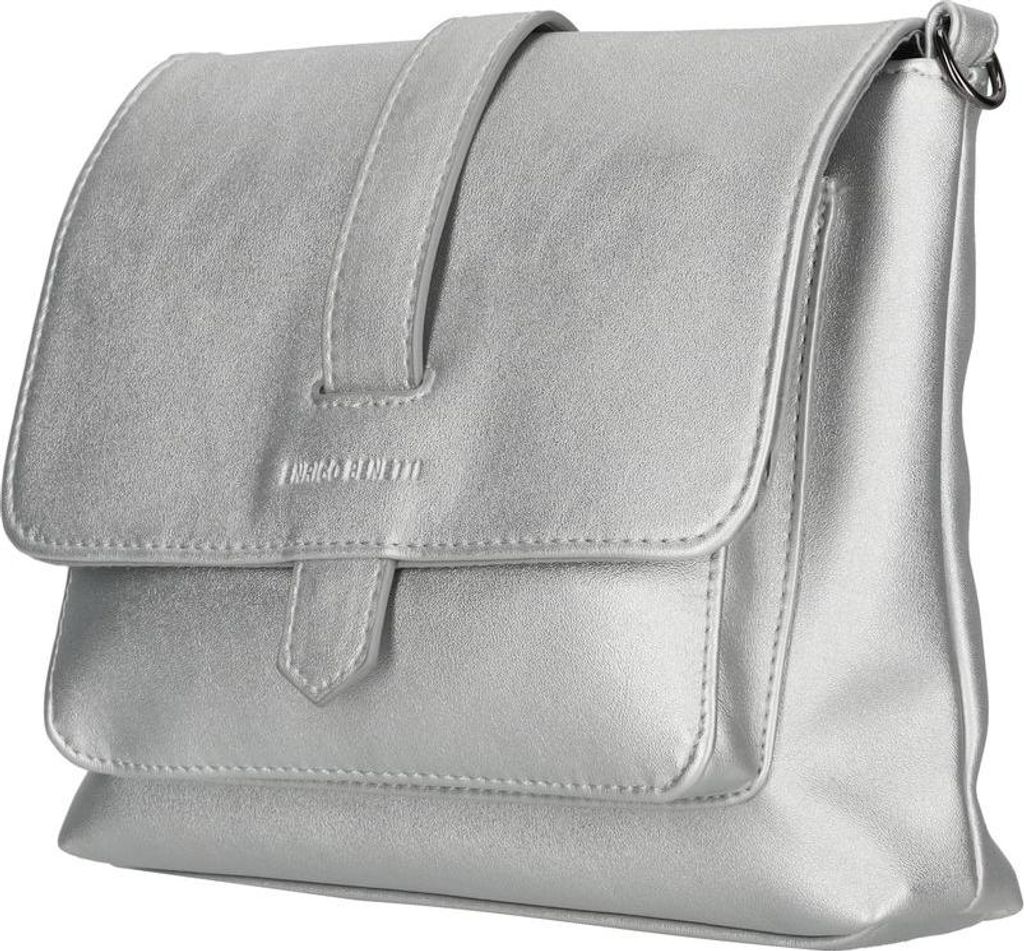 Kleine Damen Tasche Schultertasche Umhängetasche Crossover Bag Leder Optik Handtasche Silber