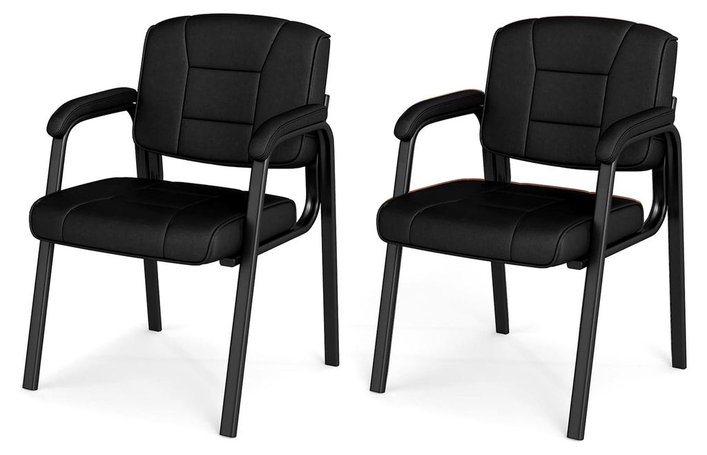 Konferenzstühle 2er Set, Besucherstühle mit gepolsterten Armlehnen und Metallrahmen, Bürostühle, Wartezimmerstühle für Büro, Konferenz, Empf...
