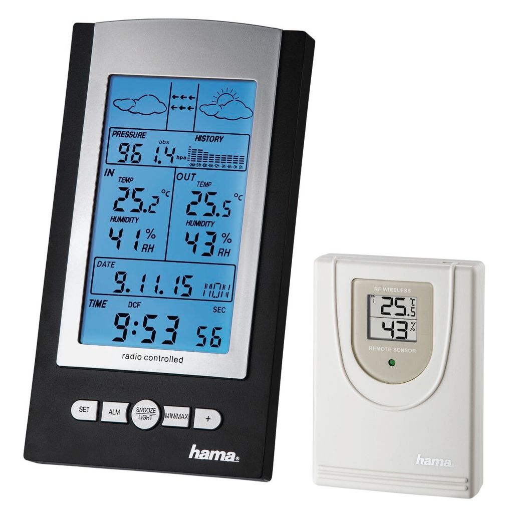 Hama EWS-800, Czarny, Srebrny, Barometr wewnętrzny, Zdjęcie produktu 