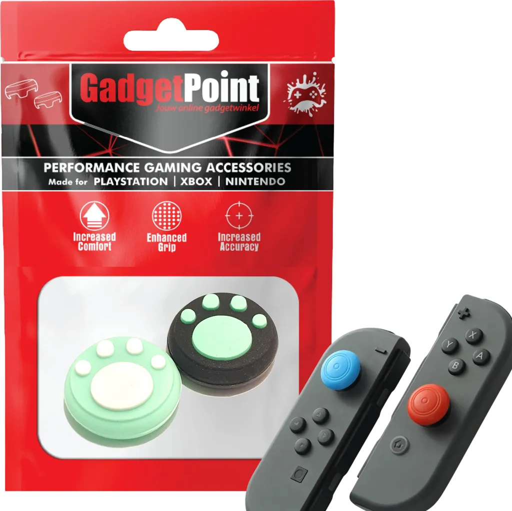 Impugnature per pollice - Impugnature per pollice per controller Nintendo Switch Joy-Con - Impugnature per pollice da gioco - Impugnature per pollice ad alte prestazioni - Cappucci antiscivolo per joystick - Accessori di protezione - Gambe - Verde chiaro/Nero -