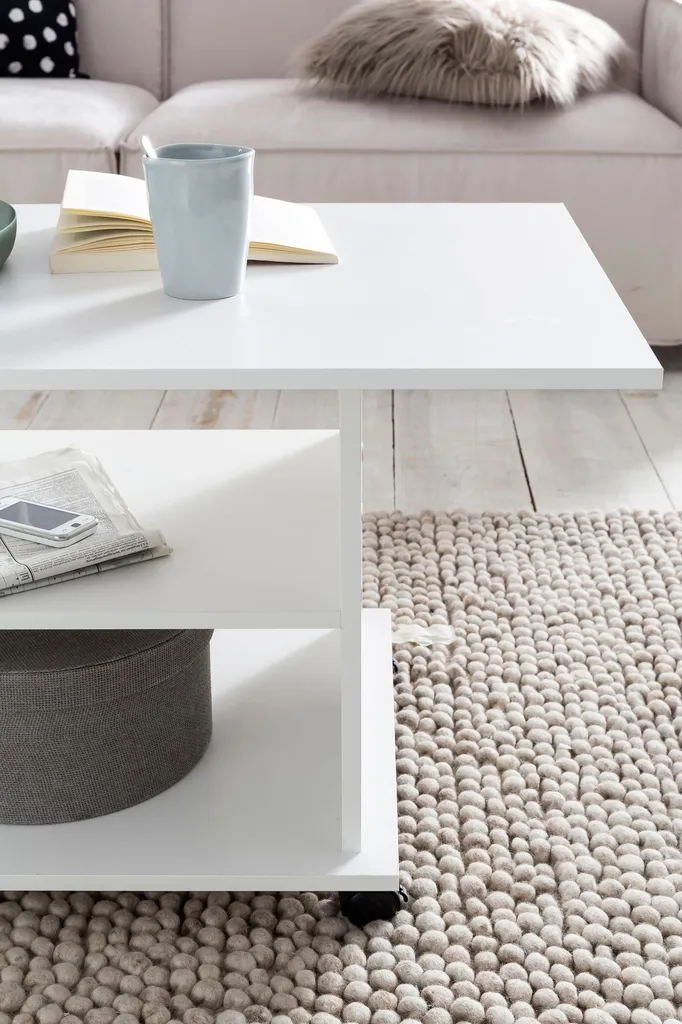 Table basse WL5.738 blanche à plateau rotatif 95cm finition laquée - 7