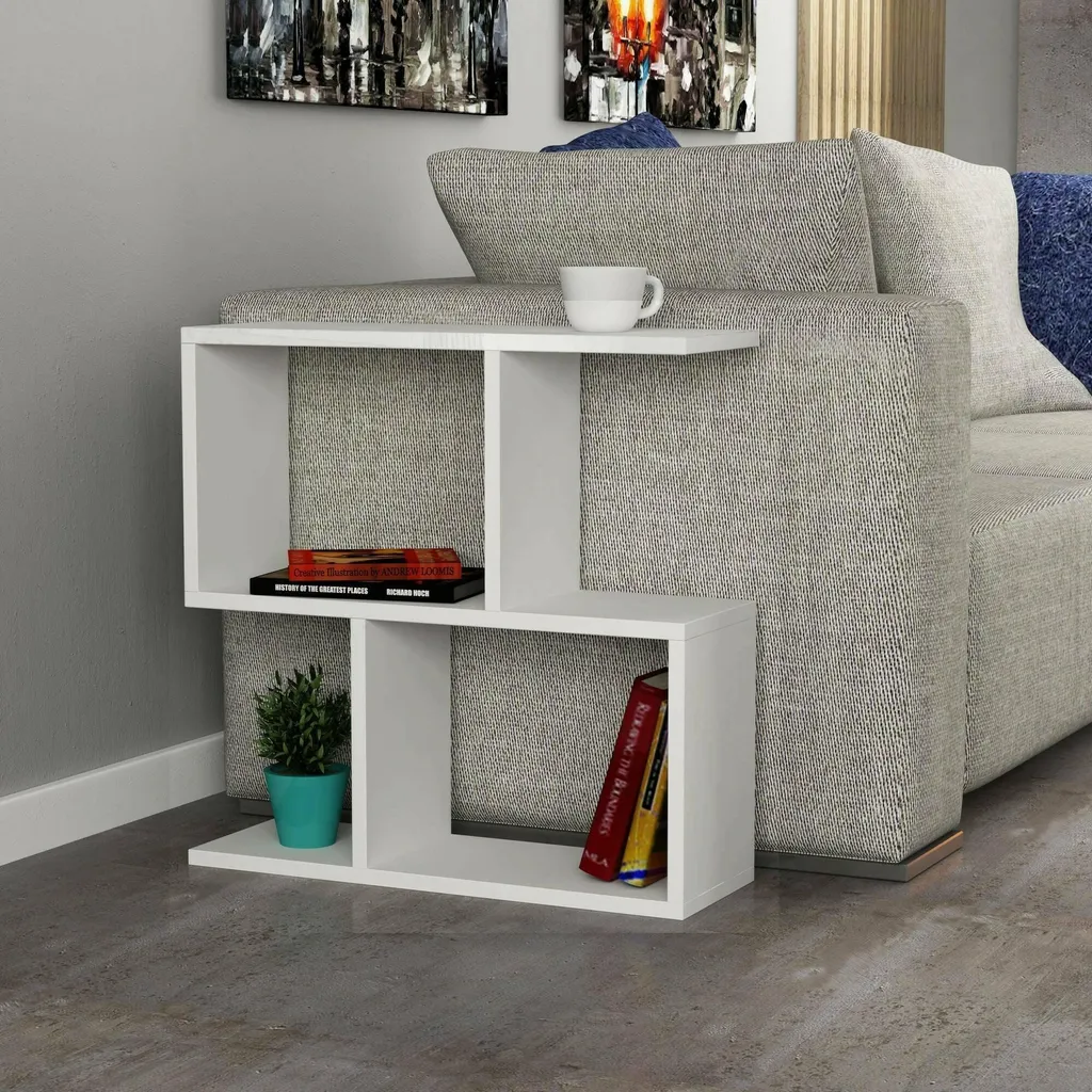 Petite Table Basse Blanche Fabrizia 60x60 cm, Design Porte-revues Chic