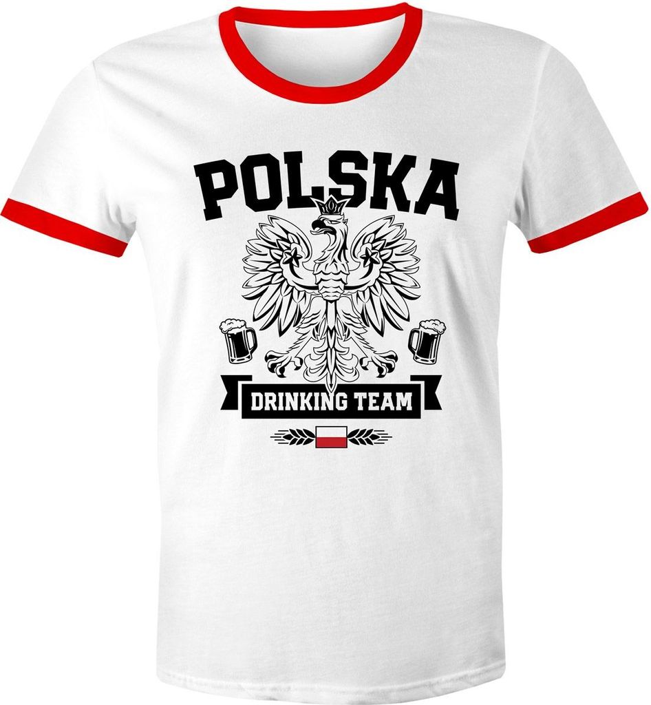 Herren WM-Shirt WM Polska Polen Poland Flagge World Cup Drinking Team 2018 Retro Fun weiß-rot M