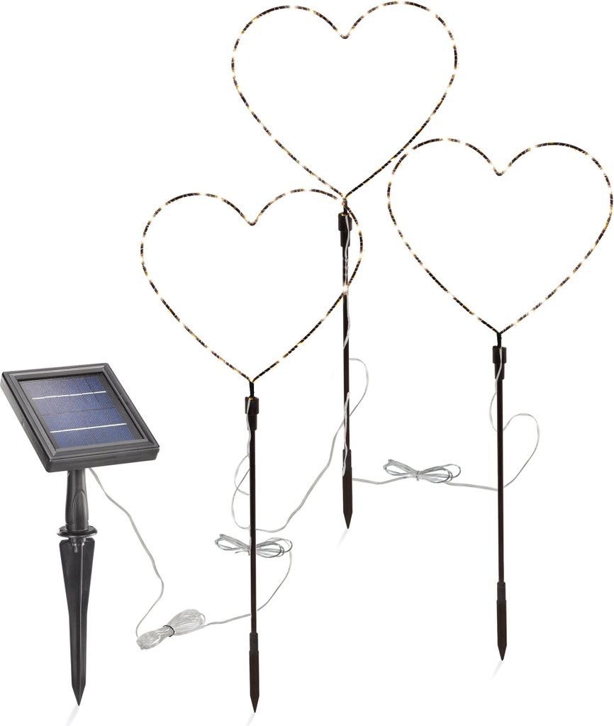 esotec Solarstecker HERZ-TRIO für außen 3er SET LED-Gartenstecker outdoor 102583