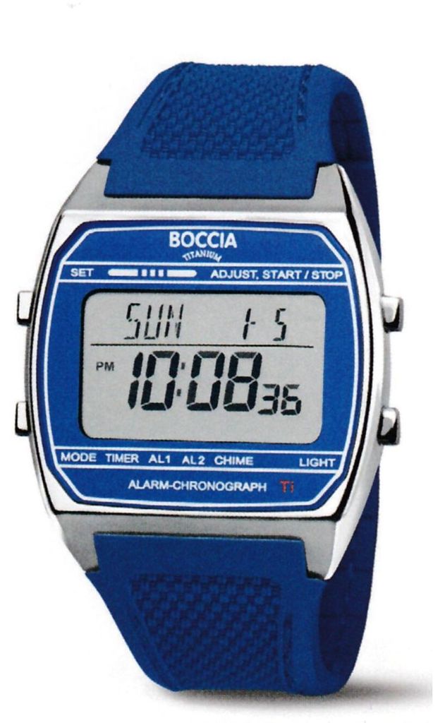 Boccia 3738-02 Zegarek cyfrowy tytanowy niebieski Zdjęcie produktu 