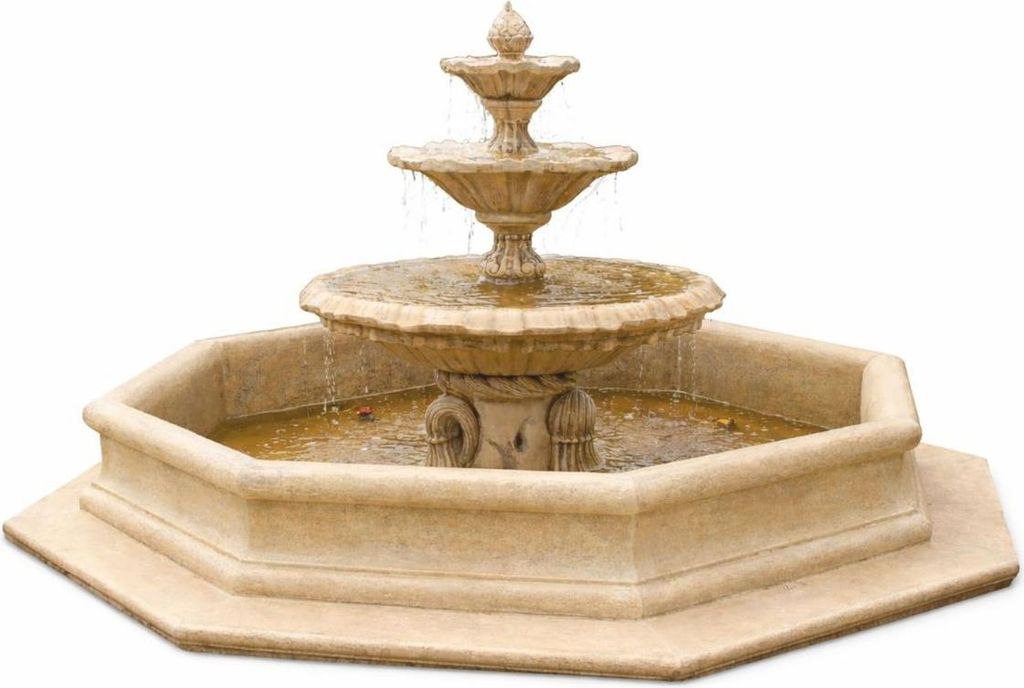 Casa Padrino Barock Springbrunnen Beige Ø 350 x H. 180 cm - Barockstil Garten Deko