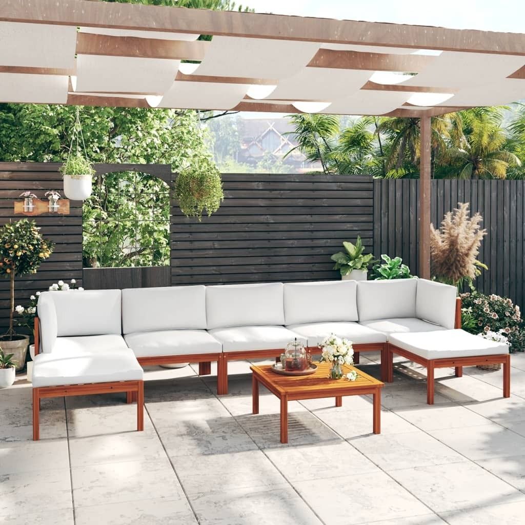 "2026 Promotion" 8-teiliges Garten-Lounge-Set - Sitzgruppe - mit Kissen - Creme 63 x 63 cm - Gartenmöbelset CC3361