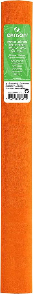 CANSON Krepppapier Rolle 32 g/qm Farbe: orange (58) 0,5 x 2,5 m