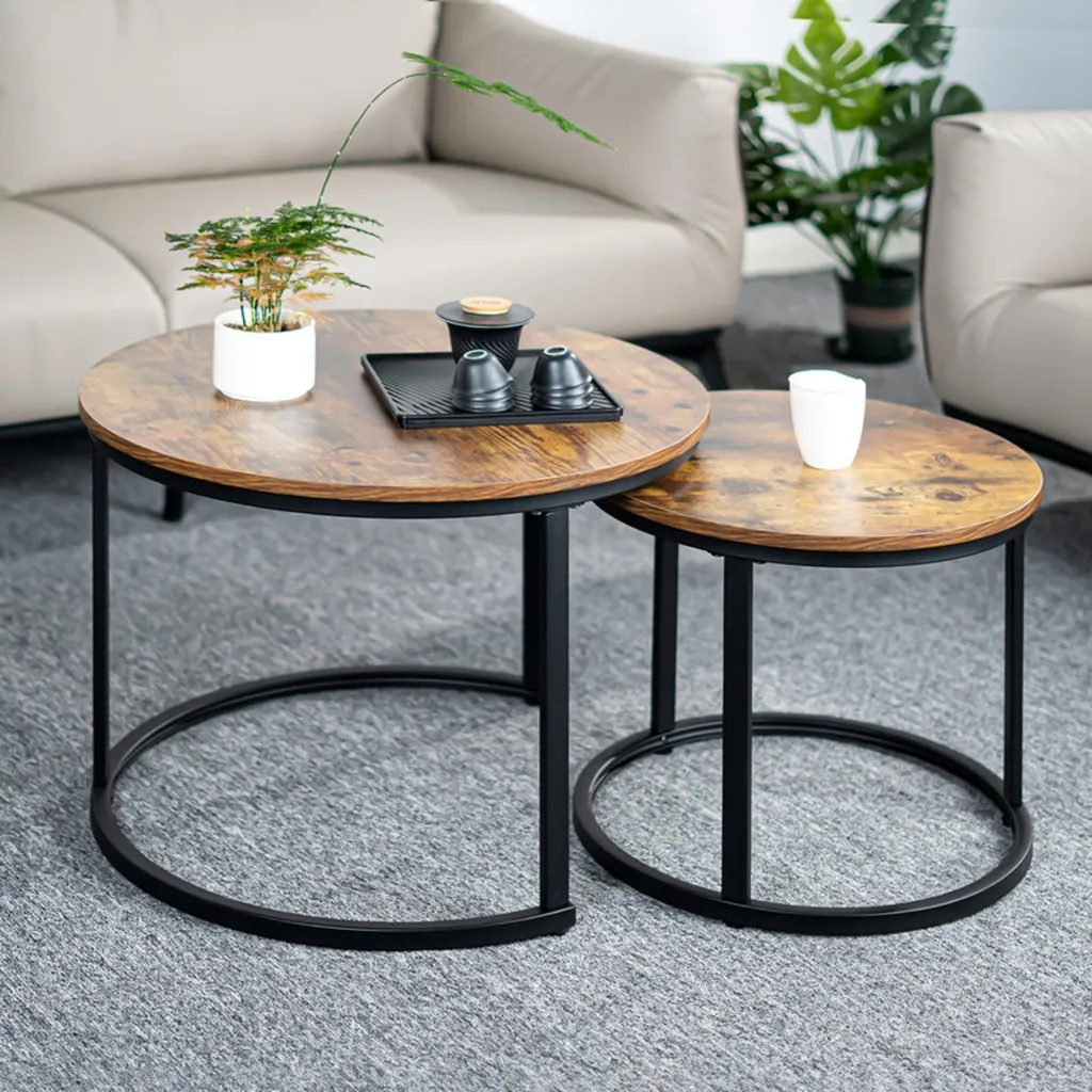 Tables d'Appoint Industrielles Marron pour Décoration Salon et Chambre