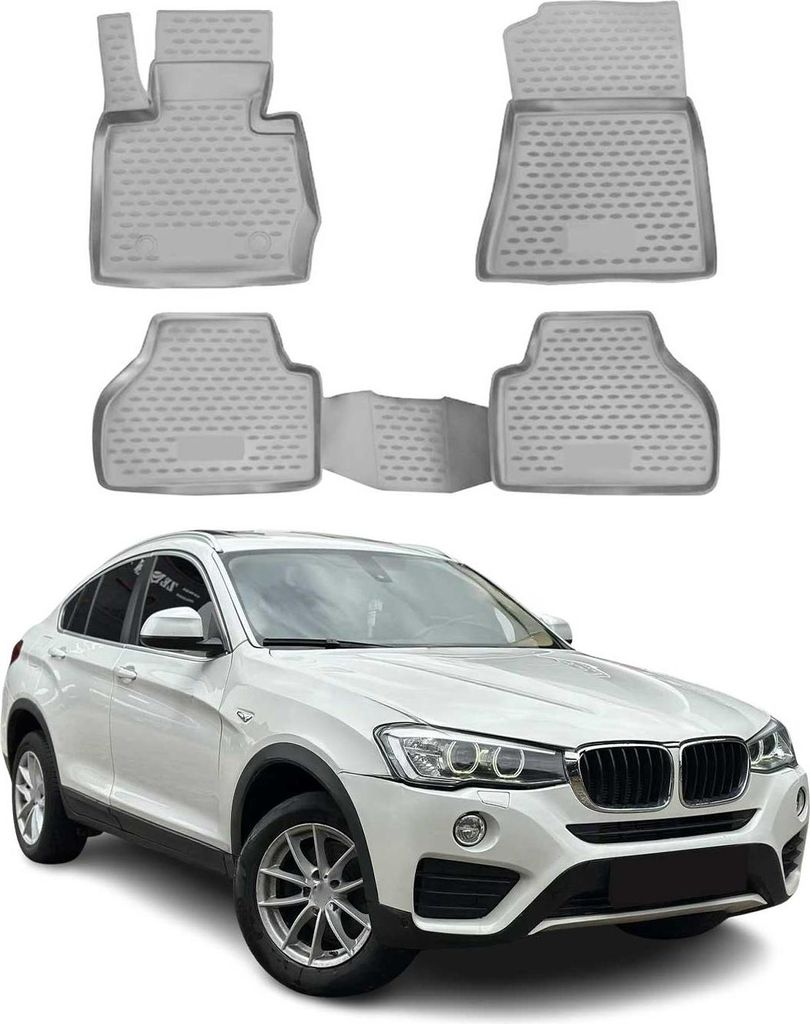 OMAC Gummimatten Fußmatten für BMW X4 F26 2014-2018 TPE Automatten Grau 4x