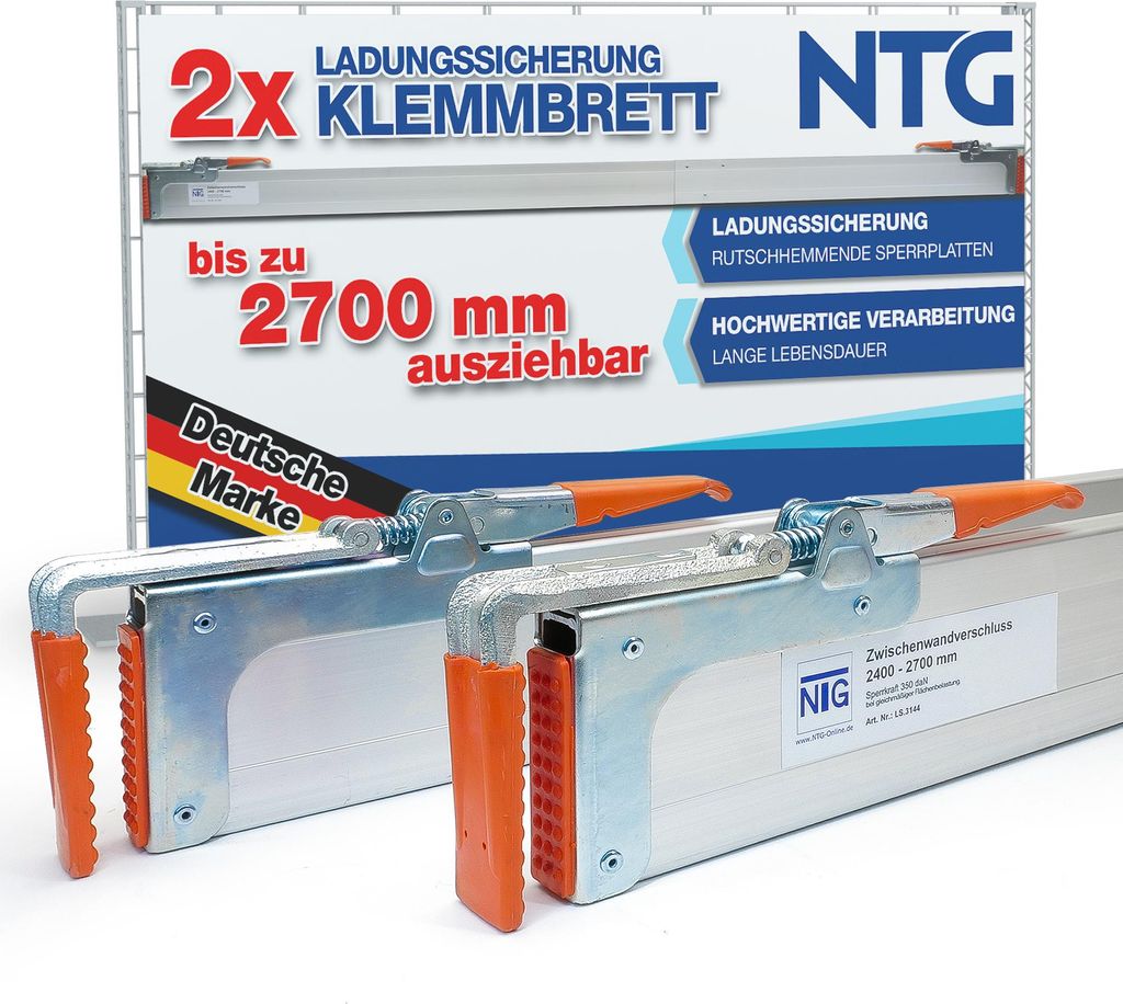 Zwischenwandverschluss Spannbrett Klemmbrett 2 Stück Set 2400mm - 2700mm Alu