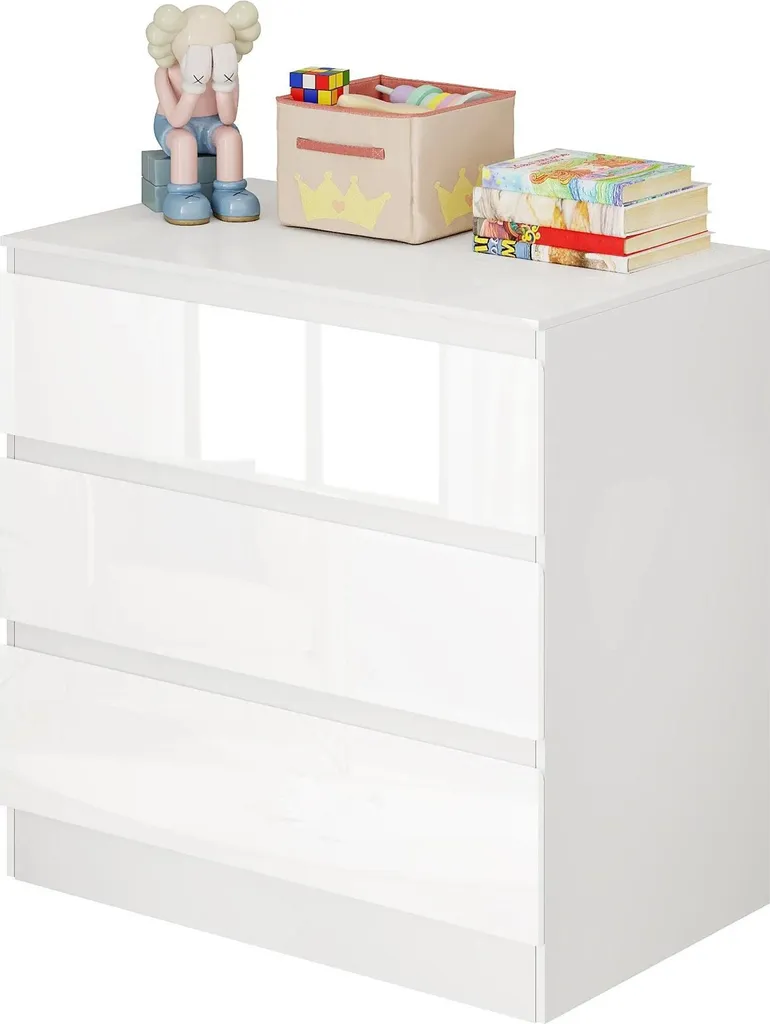 Commode blanche 3 tiroirs stable et solide pour ranger sans encombrer - 2