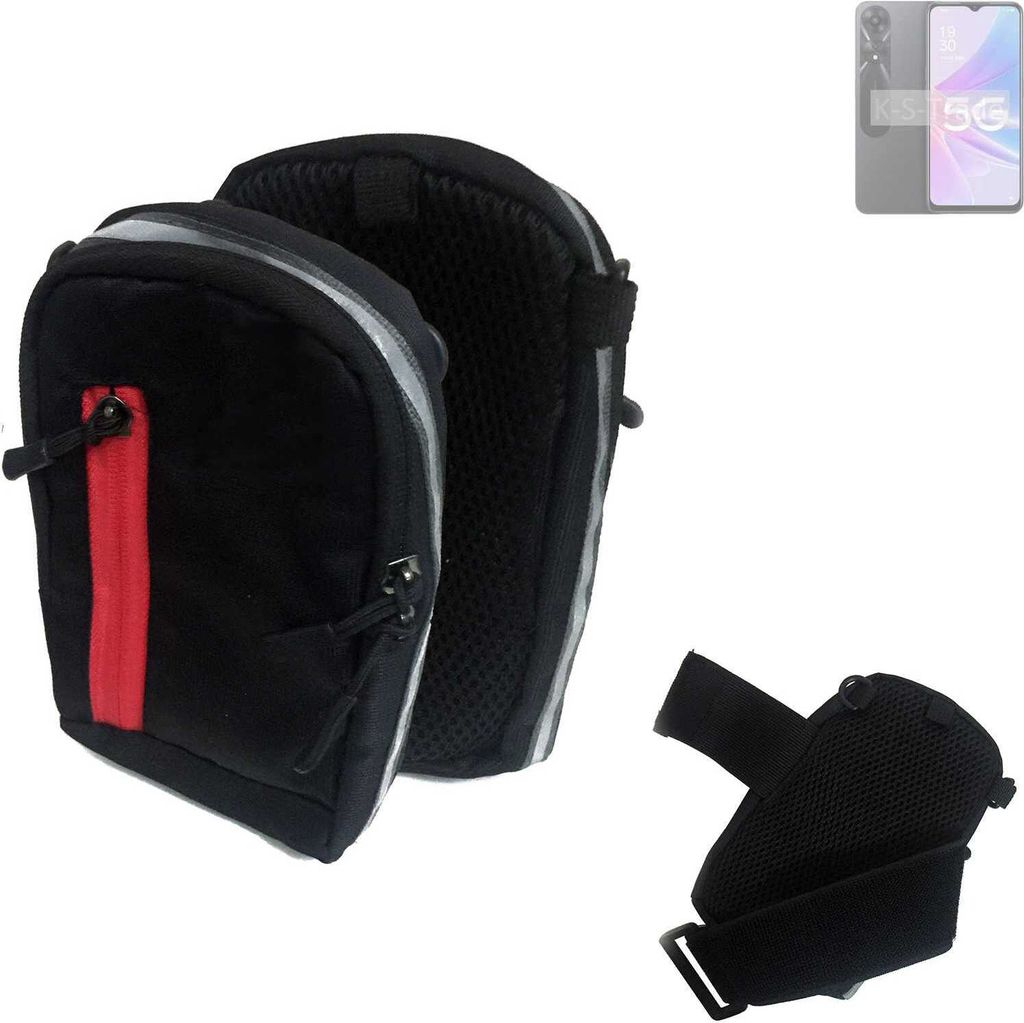 K-S-Trade Outdoor Gürteltasche Holster Umhängetasche kompatibel mit Oppo A1 Energy Edition 5G schwarz Handy Tasche Case travelbag Schutz Hülle