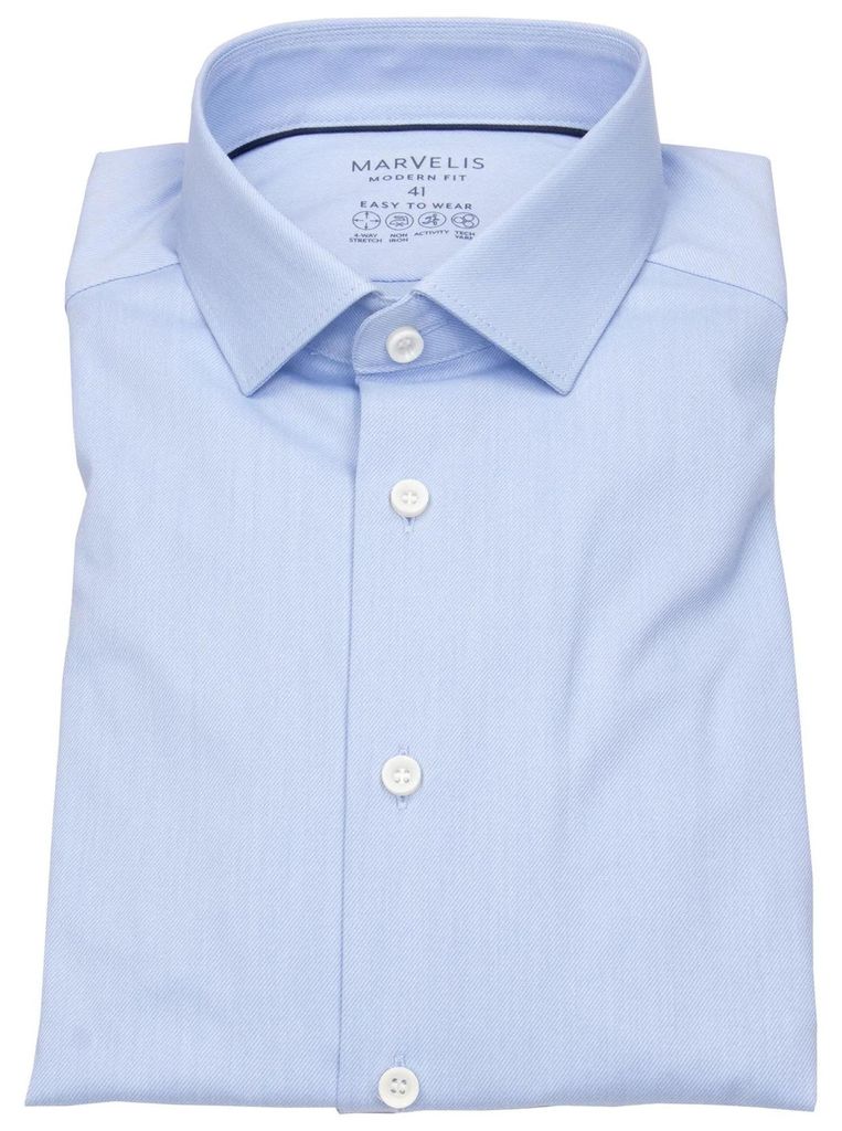 Marvelis - Modern Fit - Herren Langarm Hemd, (762824), Größe:47, Farbe:Hellblau (11)