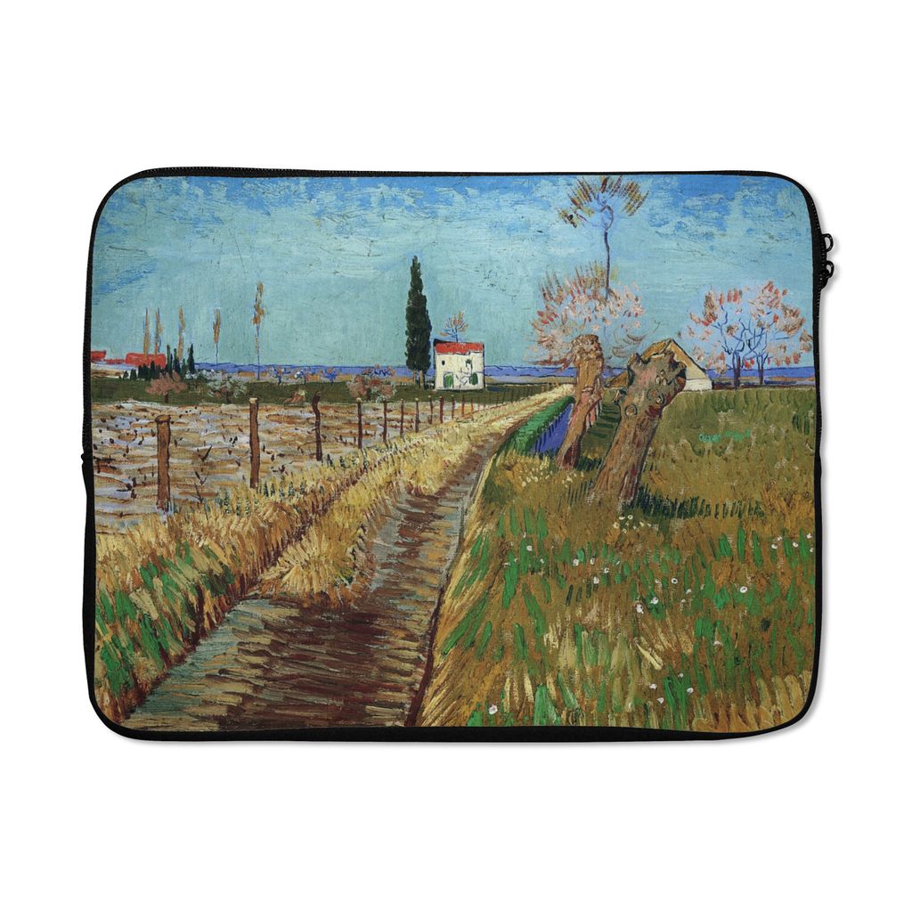 MuchoWow Laptop Hülle 17 Zoll Laptoptasche Weg durch ein Weidenfeld - Vincent van Gogh - Zipper - Schutzabdeckung