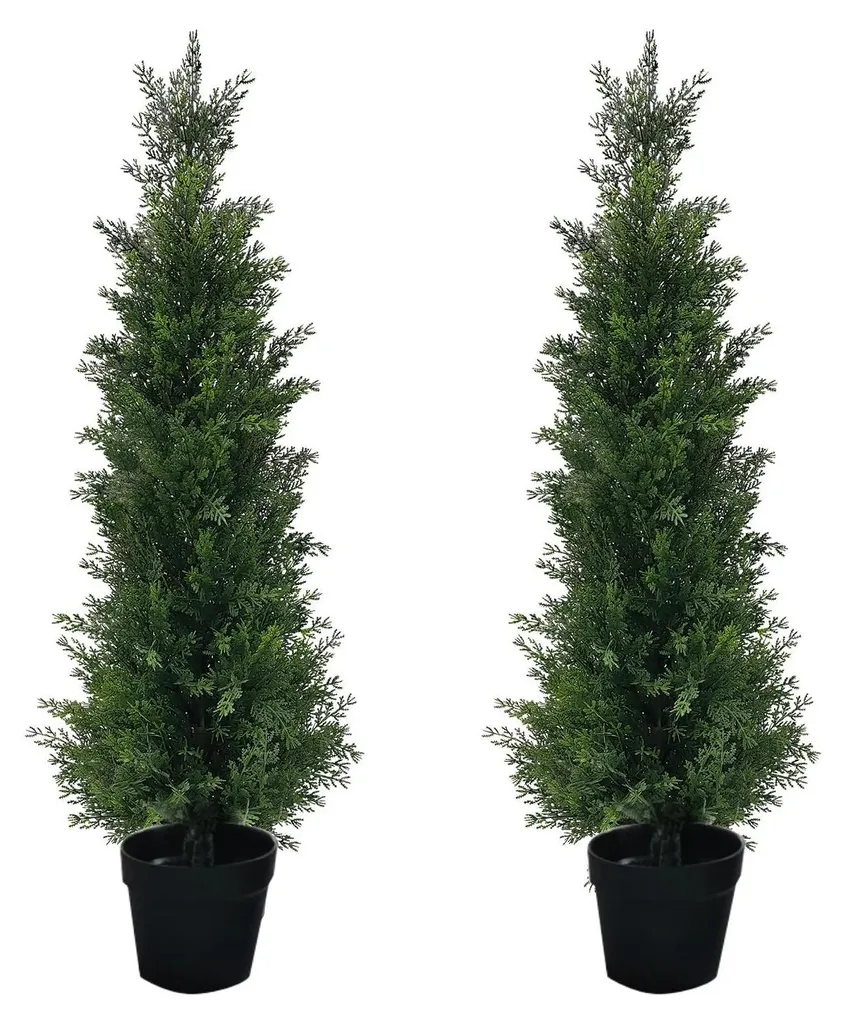Topiaire cèdre artificiel 91 cm traité anti-UV en PE - Pack de 2 déco