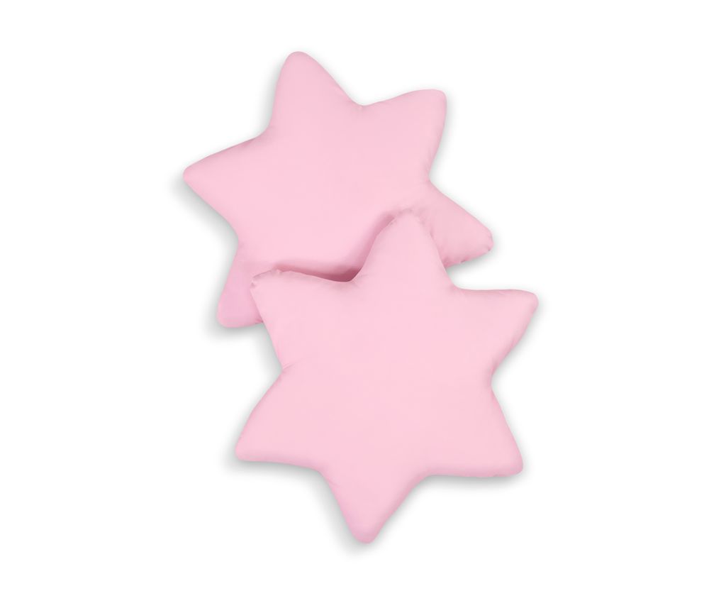 2er Set rosa Stern Dekokissen 40x40 cm aus 100% Baumwolle mit ÖKO-Füllung