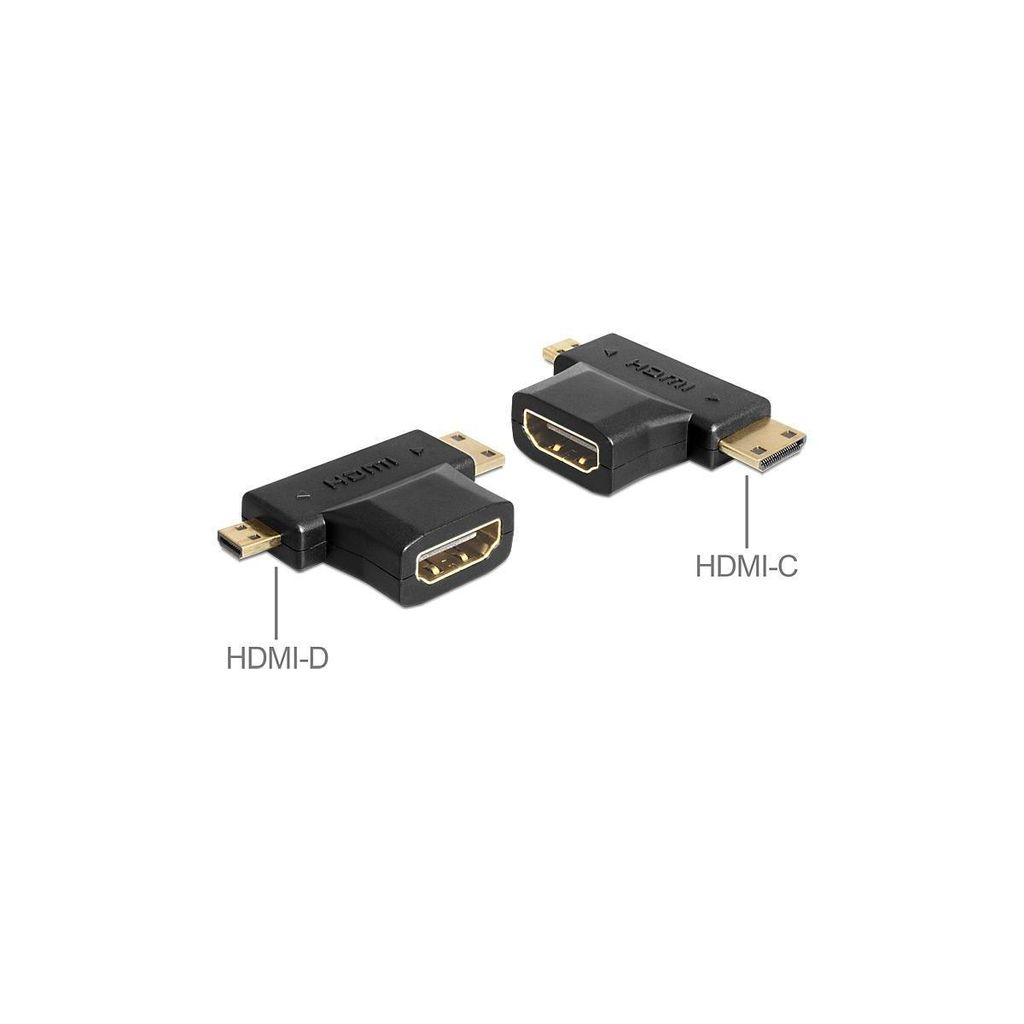 Delock HDMI Splitter - HDMI weiblich zu 19 pin mini HDMI Type C, 19 pin micro HDMI Type D männlich