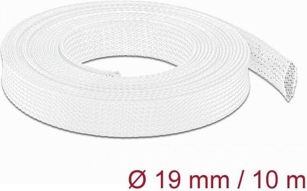 DELOCK Geflechtschlauch dehnbar 10 m x 19 mm weiß