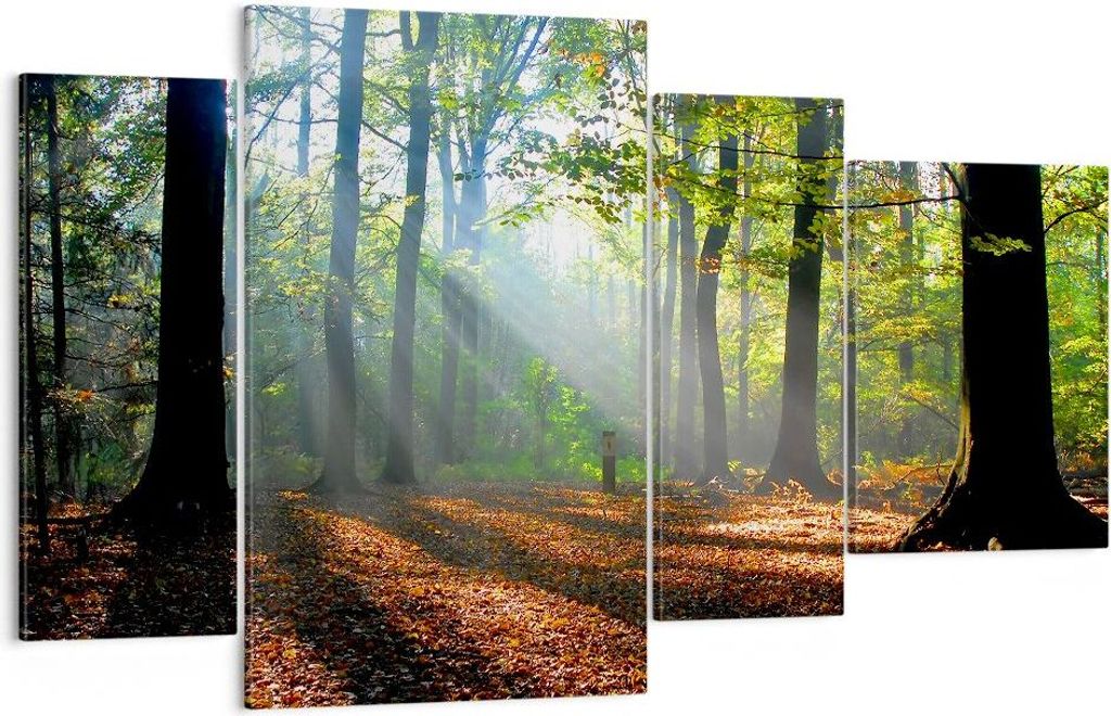 Bild auf Leinwand - Leinwandbild - Wald Blätter Sonne - 120x70cm - Wand Bild - Wanddeko - Leinwanddruck - Bilder - Kunstdruck - Wanddekoration - L...