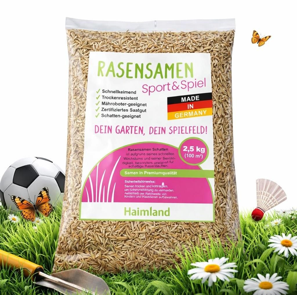 halmland Premium Rasensamen Sport&Spiel 2,5kg = 100m² schnellkeimend