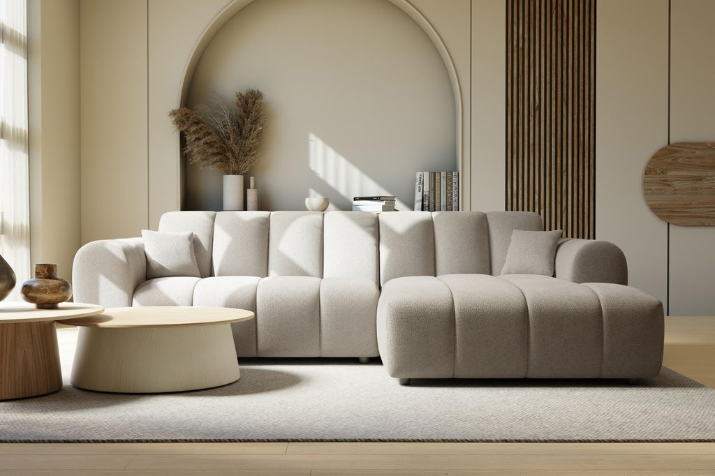 LetSit Ecksofa Rocco L Egon, Loungesofa zum Entspannen, Ecksofa L Form, Polstersofa, Bequemes Couch mit Ottomane für Wohnzimmer, Hellgrau, Rechts