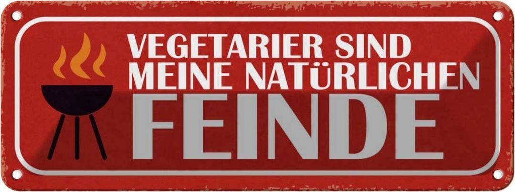vianmo Blechschild 10x27 cm Vegetarier sind meine Feinde Dekoration Spruch Zitat