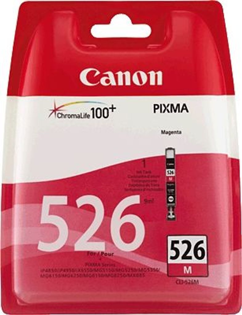 Canon 4542B004 CLI-526M Tintenpatrone magenta Blister, 480 Seiten 9ml für Canon Pixma IP 4850 MG 5350 MG 6150 MG 6250 MX 885