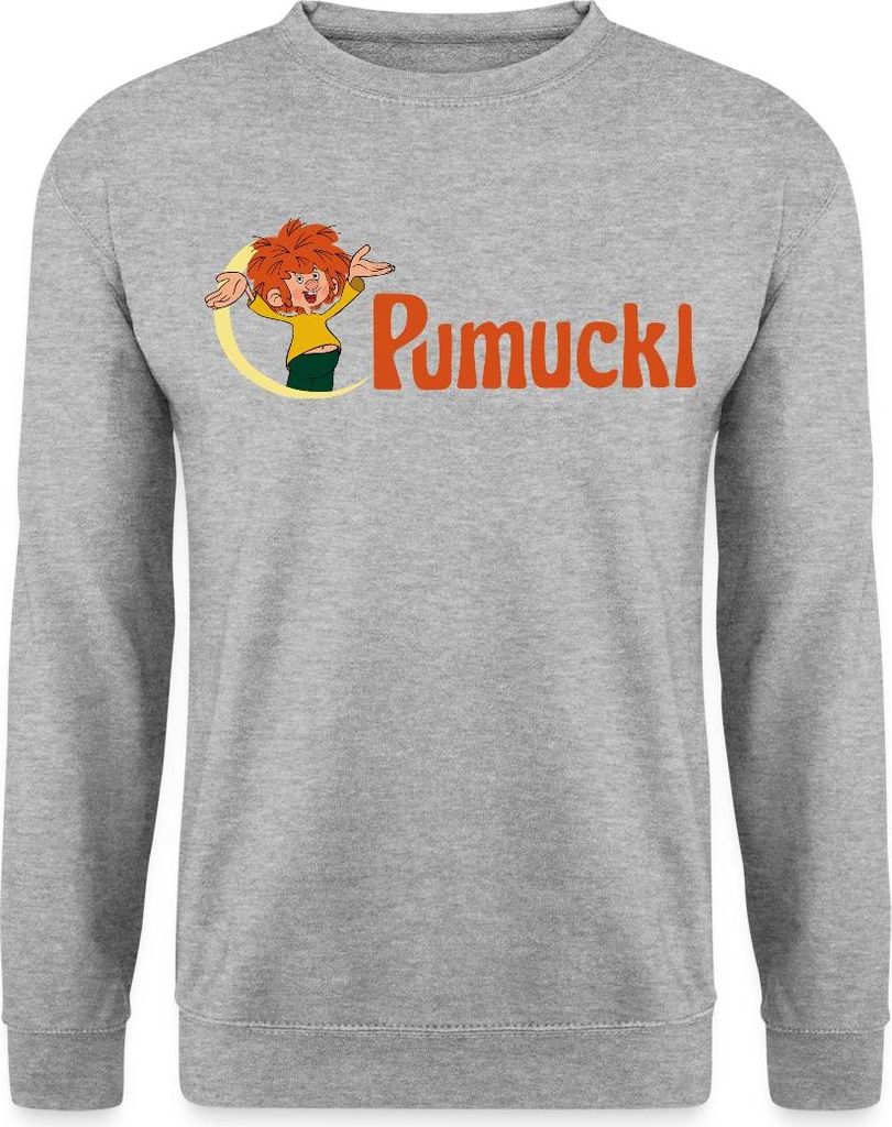 Spreadshirt Pumuckl Mit Frecher Pose Und Logo Schriftzug Uni Pullover, 3XL, Weißgrau meliert
