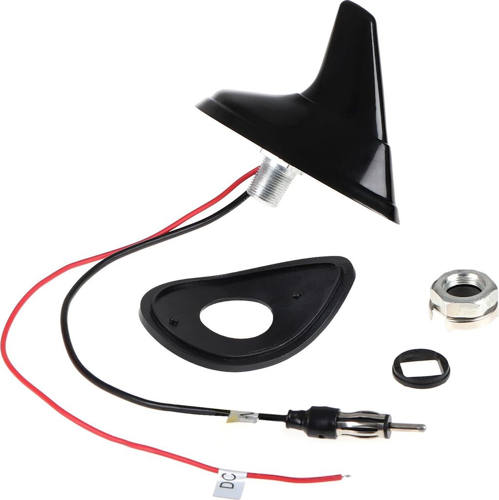 HEYNER Autoantenne Haiflosse Shark Fin Aerial Shark Fin mit Verstärker AM/FM Radio Universal Radioantenne Dachantenne Gummi Schwarz Wasserdicht