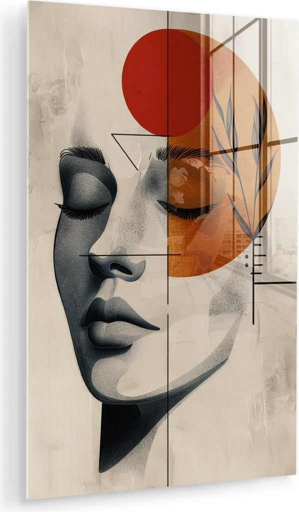 MuchoWow Glasbilder - Bilder auf Wandbild - Foto auf Glas Gesicht - Kreise - Kunst - Modern 20x30 cm Wanddekoration aus Glas - Acrylglasbild - Acry...