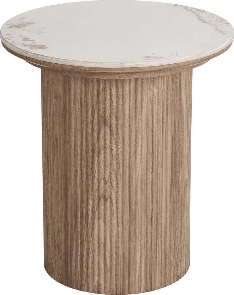 Isa table basse d’angle Ø45 cm en céramique blanche au design épuré