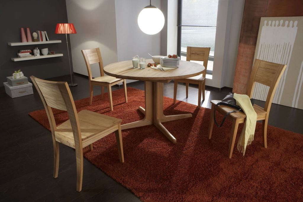 Auszugstisch Panama Ø 110 cm + 1 x 60 cm Rund Kernbuche Esstisch Massivholztisch