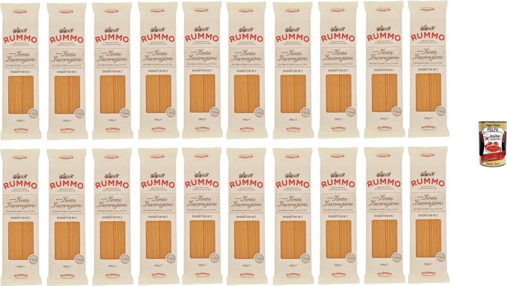 Rummo Spaghettini N°2 – Vorratspack 20×500 g (10 kg) – Lenta Lavorazione, 100% Hartweizengrieß, bleibt al dente, raue Oberfläche für perfe...