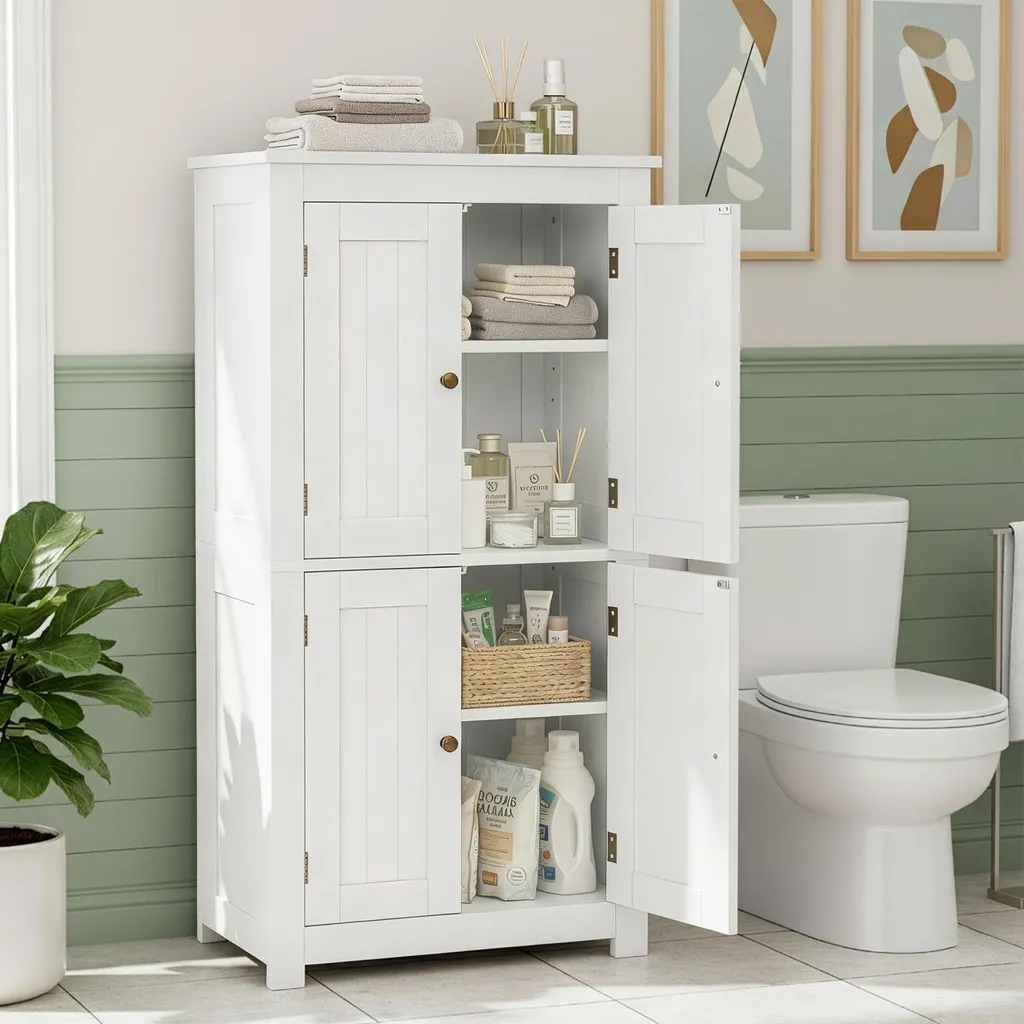 Armadietto Bagno FCH Bianco 4 Ante | Mobiletto per Famiglie 110cm