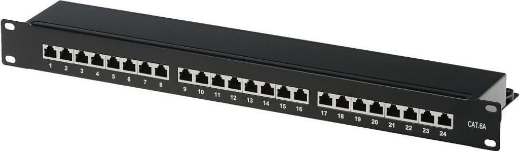 helos Cat.6a LSA 19" Patchfeld 1 HE 24 Port schwarz
