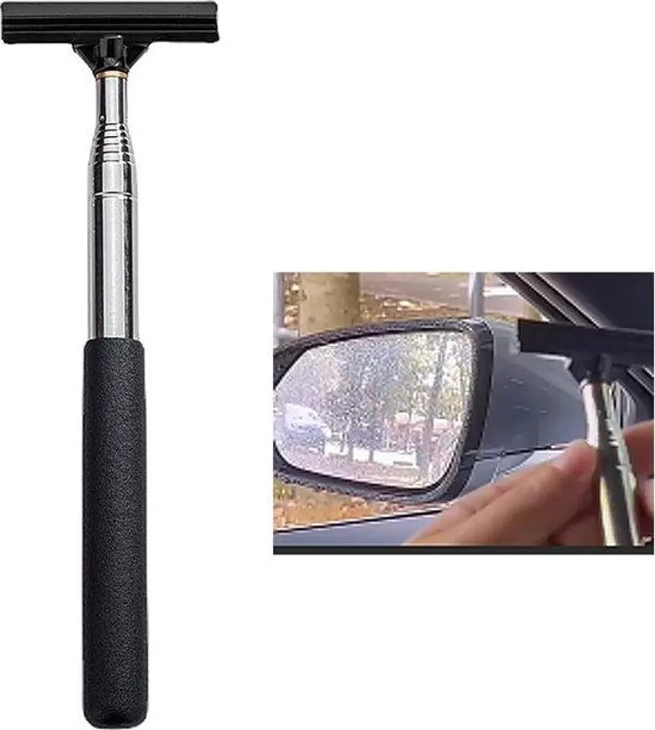 Essuie-glace de rétroviseur extensible 98 cm en acier inoxydable noir