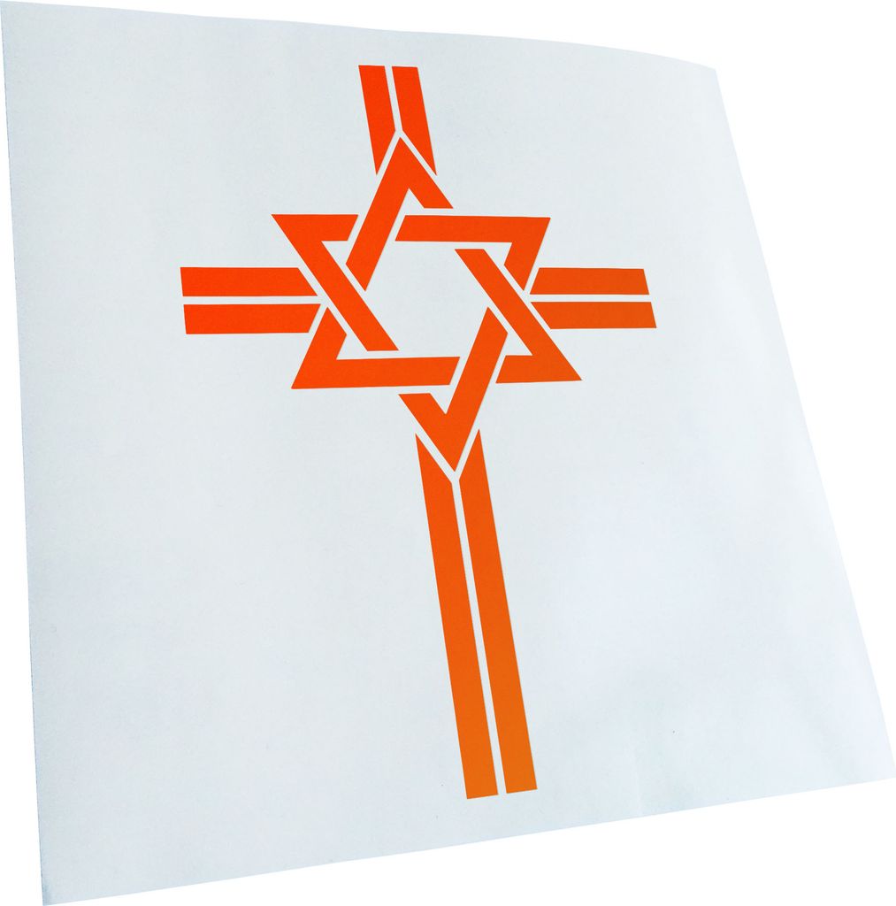 Kiwistar - Autoaufkleber - Messianische Juden D1 - Neonorange - 60x40cm - Aufkleber für Auto, Laptop, Fahrrad, LKW, Motorrad mehrfarbig JDM Decal ...