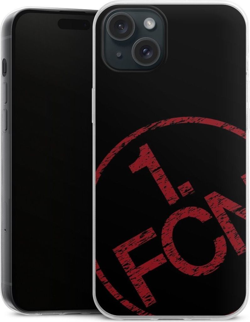 DeinDesign Slim Hülle für Apple iPhone 15 Plus Silikon Case Ultra Dünn Handyhülle 1. FCN Fanartikel Textur