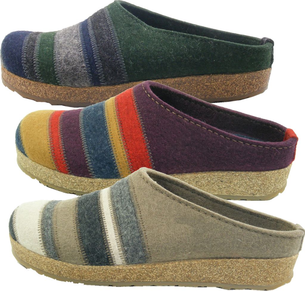 Haflinger Damen Pantoffel Hausschuh Grizzly Stripes Wolle 711049, Größe:38 EU, Farbe:Grau