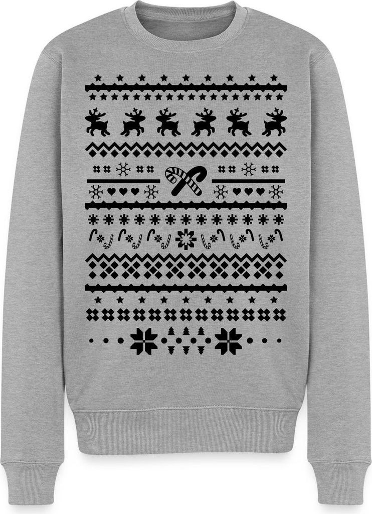 Spreadshirt Ugly Christmas Sweater Retro Lustig Weihnachten Herren Premium Pullover, S, Grau meliert