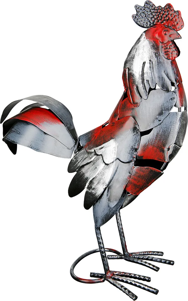 Figurine Coq robuste en métal gris Otto Gilde - Déco durable H38,5 cm